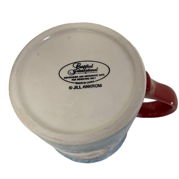 Certified International Cup Mug Winter Holiday Snowman Red Handle Ceramic - Picture 7 of 7